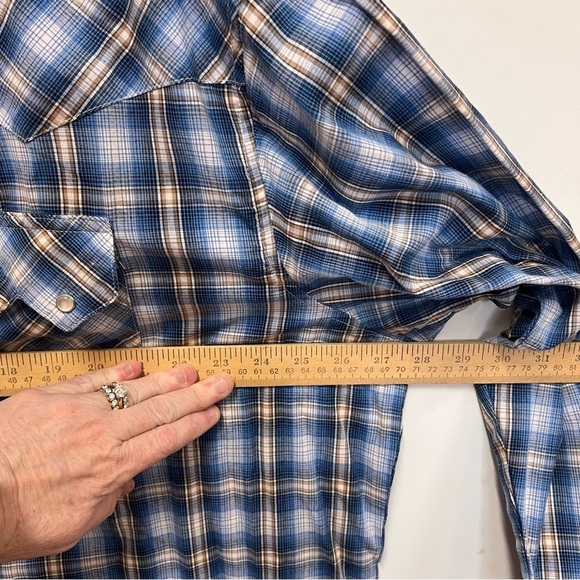 Vintage Wrangler Pearl Snap Front Pocket Plaid Shirt Size XXL - Picture 9 of 11